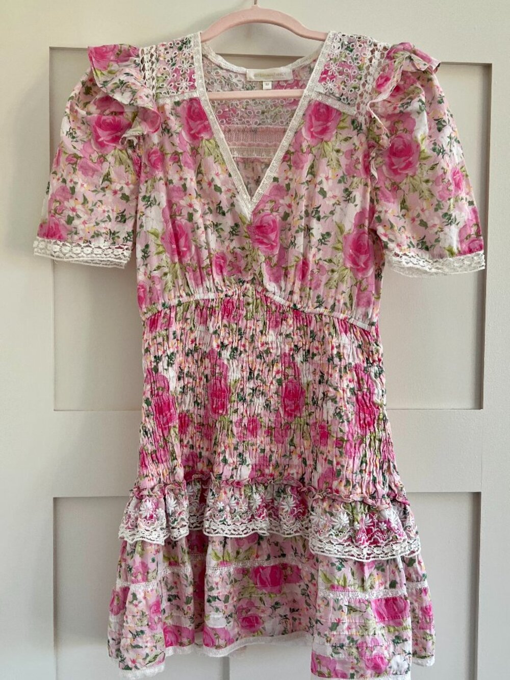 LoveShackFancy Rena floral-print cotton-voile mini dress Size XS
